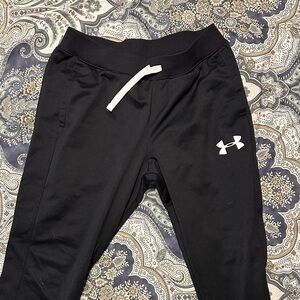 Under Armour Kids Black Sweatpants Joggers with White Logo